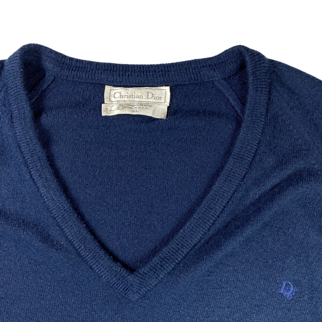 80s Christian Dior V-Neck Sweater •XL