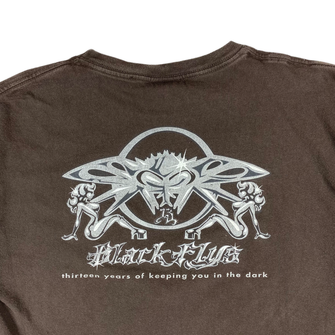 1990s Black Flys Skateboard Eyewear Tee •Medium