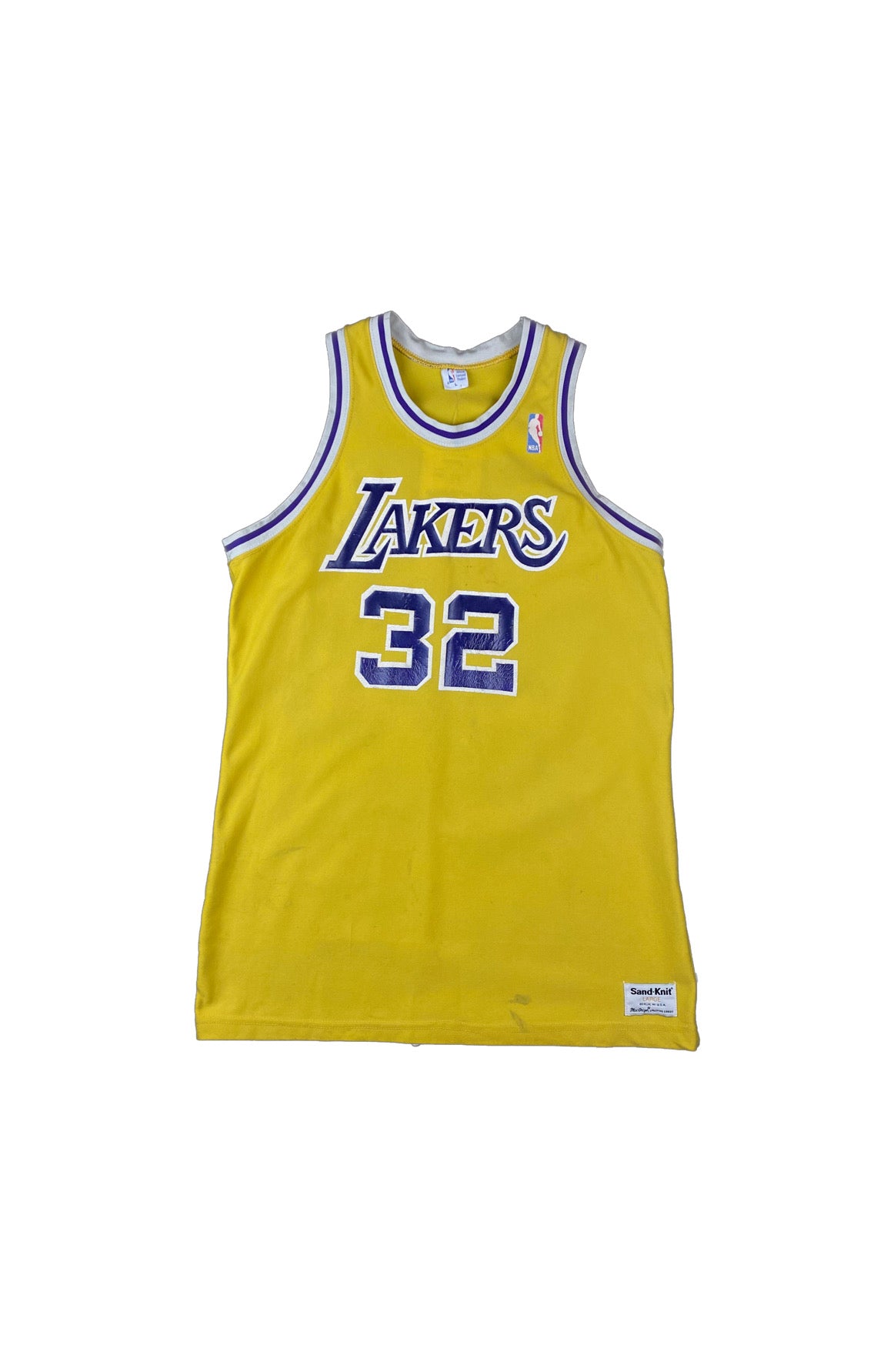 Los Angeles Lakers Magic Johnson 80s Sand-Knit Jersey •Large