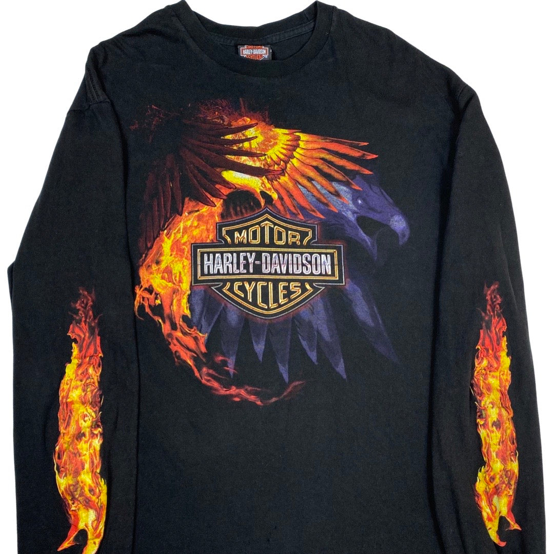 2011 Harley Davidson Eagle Flame Long Sleeve Tee •XL