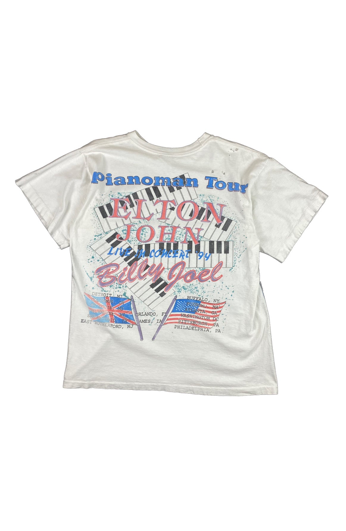 Billy Joel and Elton John Face To Face 1994 Pianoman Tour Tee •Large