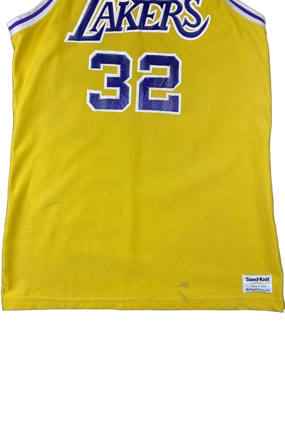 Los Angeles Lakers Magic Johnson 80s Sand-Knit Jersey •Large