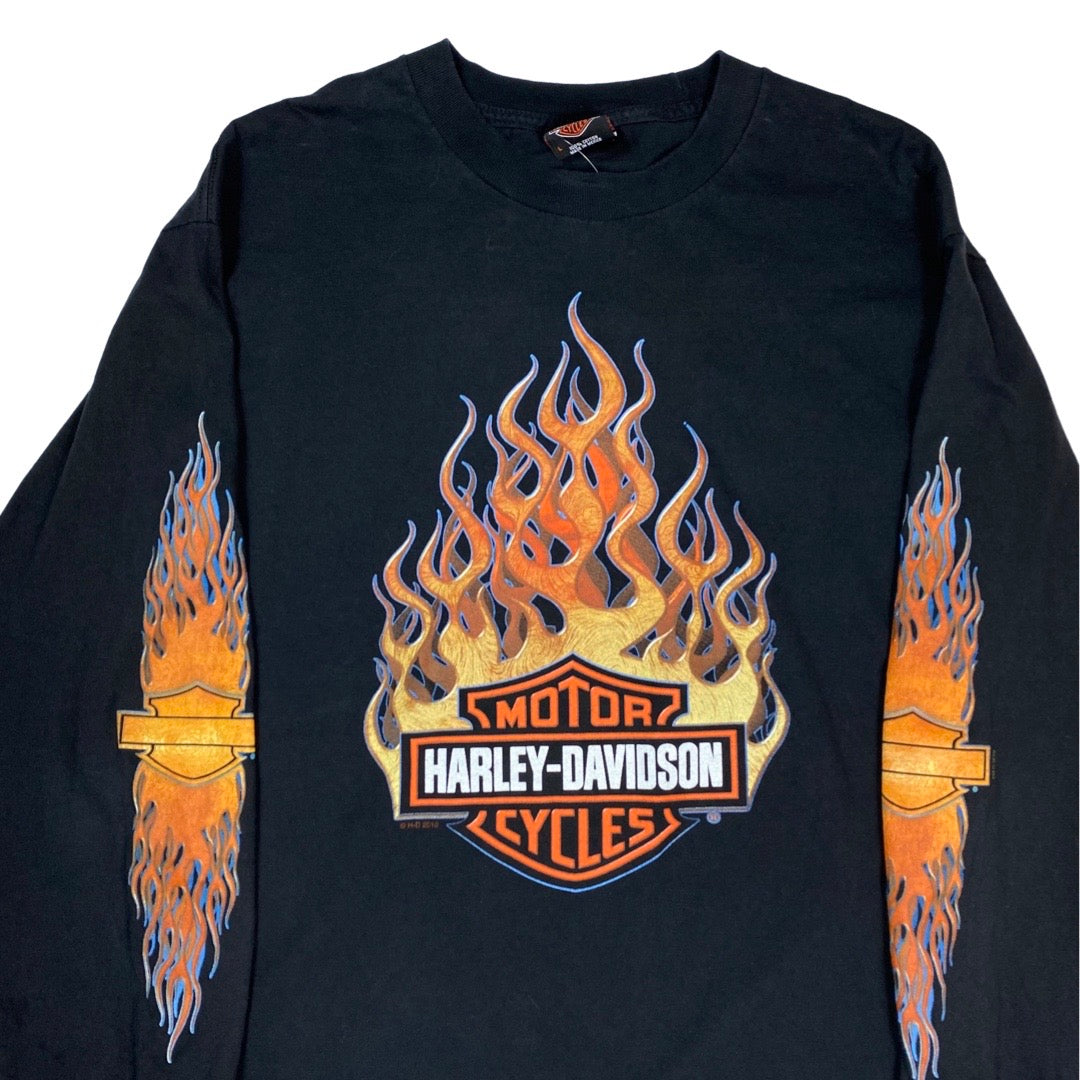 2010 Harley Davidson Flames Long Sleeve Tee •Large