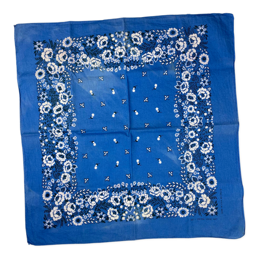 Vintage Made In Usa Blue Bandana